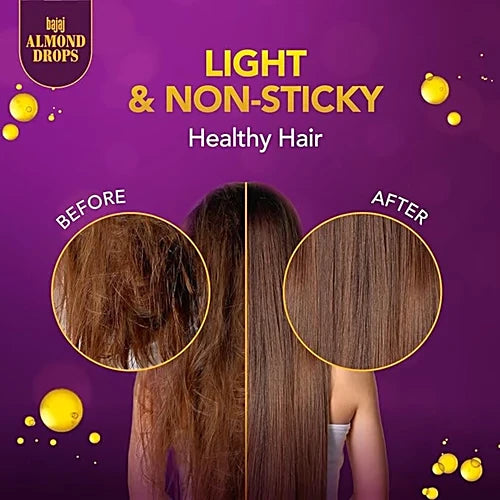 Bajaj Almond Drops Non-Sticky Hair Oil - For Healthy & Beautiful Hair, With 6X Vitamin E Nourishment, 475 ml