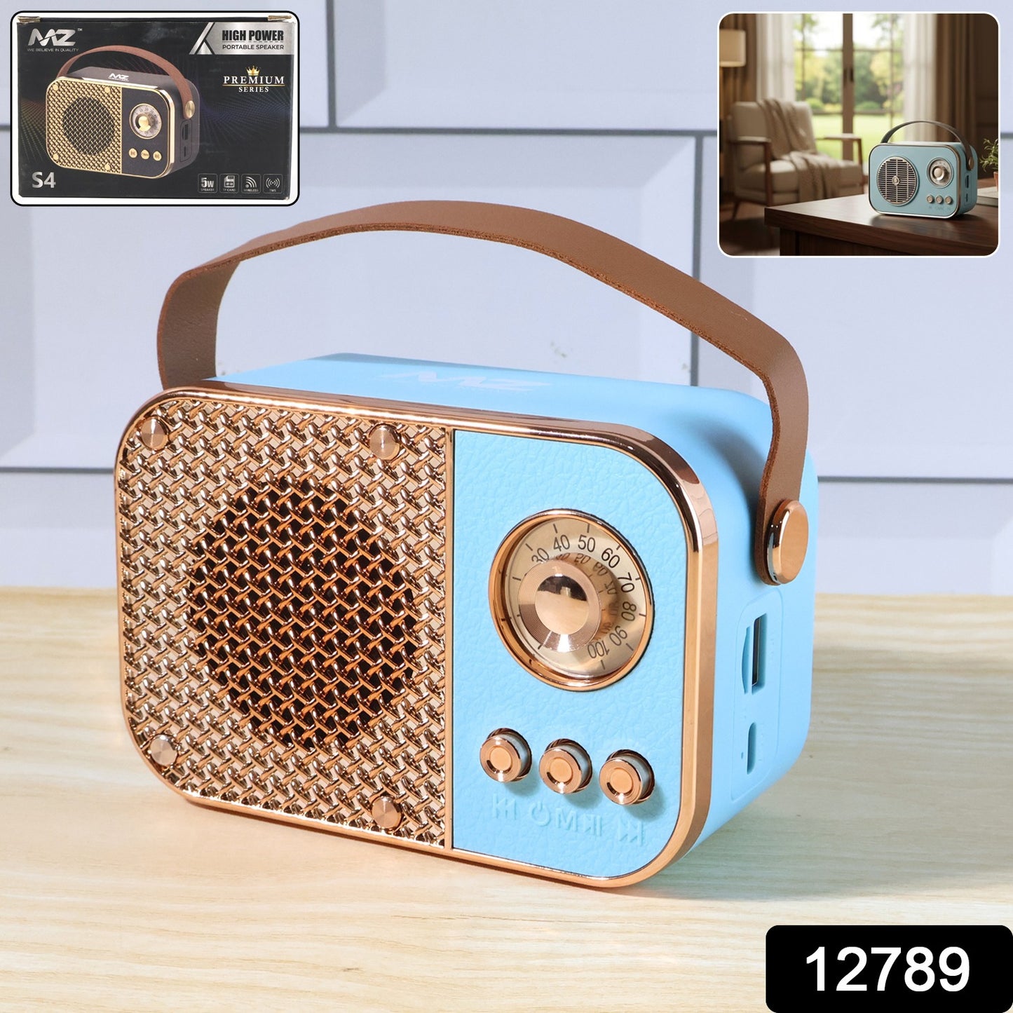 Vintage Style Wireless Portable Speaker With Retro Radio (1 Pc)