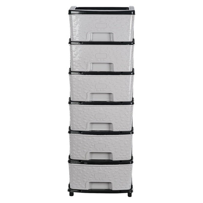6-layer Heavy-duty Plastic Drawer Organizer Cabinet With Stone Texture Drawers
