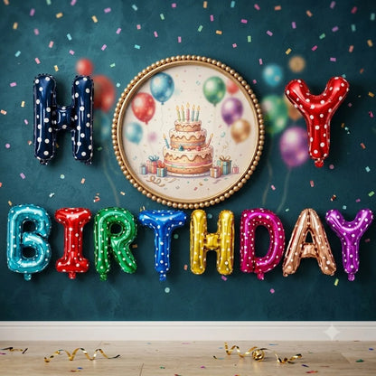 Happy Birthday Alphabet Foil Balloon Banner Multicolor