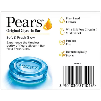 Pears Soft & Fresh Glycerine & Mint Extracts Bathing Bar, 100 g