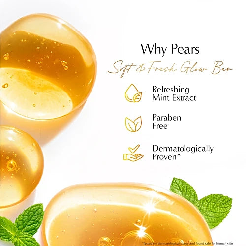 Pears Soft & Fresh Glycerine & Mint Extracts Bathing Bar, 100 g
