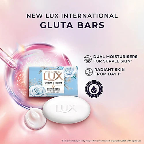 Lux International Smooth & Radiant Bathing Soap With Glutathione & French Moisturiser, 80 g Carton