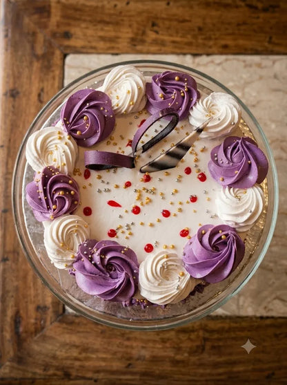 Vanilla White Purple Birthday Cake, 1 Pound