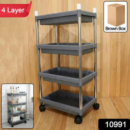 4-layer Rolling Storage Cart With Wheels Set