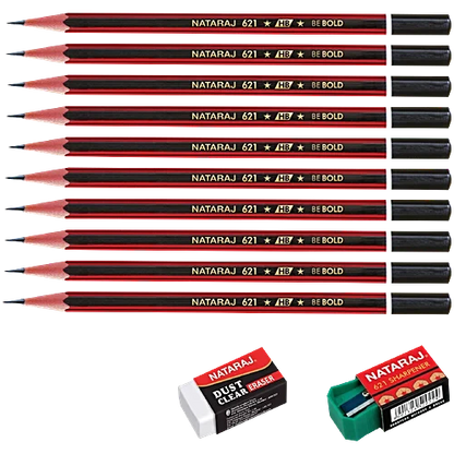 Nataraj 621 Writing Pencils HB Superior Bonded Lead, 10 pcs