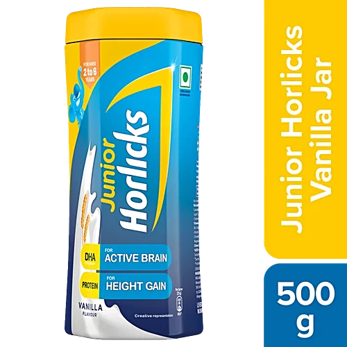 Junior Horlicks Nutrition Drink - Vanilla Flavour, 500 g Jar