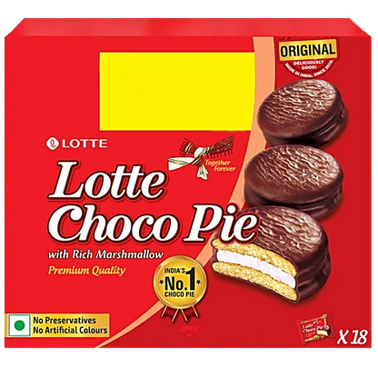 Lotte Choco Pie - Original, With Rich Marshmallow, 23 g (Pack of 18)