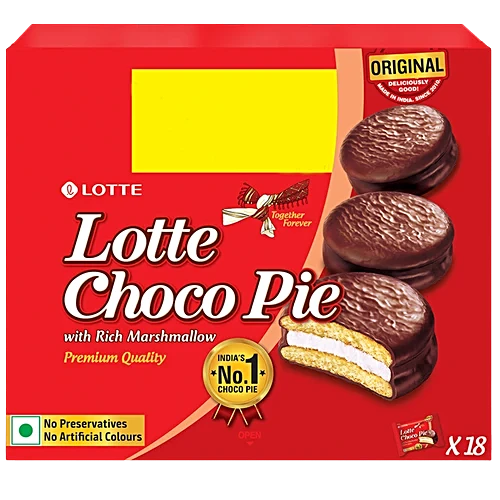 Lotte Choco Pie - Original, With Rich Marshmallow, 23 g (Pack of 18)
