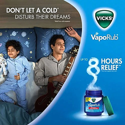 Vicks VapoRub With Menthol, Camphor & Eucalyptus Oil - Relieves Cold & Cough, Clears Blocked Nose, 10 ml Box