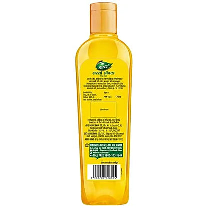Dabur Amla Sarso Hair Oil - For Longer & Stronger Hair, 100% Natural, Enriched with Almond, 175 ml