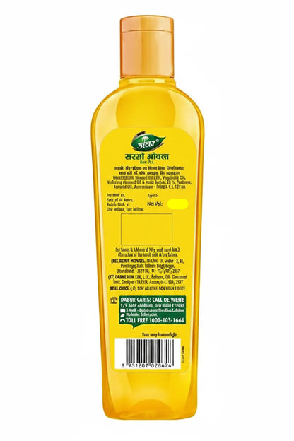Dabur Amla Sarso Hair Oil - For Longer & Stronger Hair, 100% Natural, Enriched with Almond, 34 ml