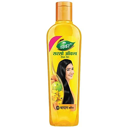 Dabur Amla Sarso Hair Oil - For Longer & Stronger Hair, 100% Natural, Enriched with Almond, 34 ml