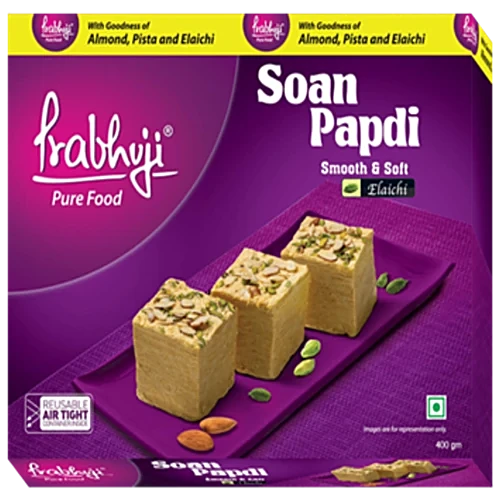 Prabhuji Pure Food Soan Papdi - Elaichi, 450 g