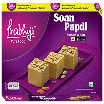 Prabhuji Pure Food Soan Papdi - Elaichi, 450 g