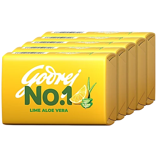 Godrej No.1 Lime & Aloe Vera Bathing Soap, 100 g ( Pack of 5 )