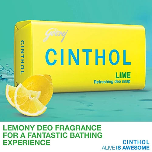 Cinthol Refreshing Deo Lime Bath Soap, 99.9% Germ Protection, 75 g