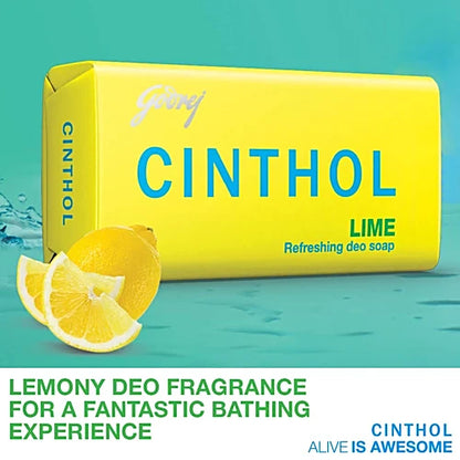 Cinthol Refreshing Deo Lime Bath Soap, 99.9% Germ Protection, 75 g