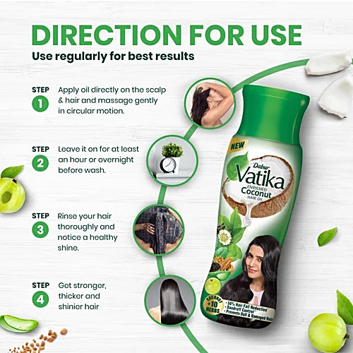 Dabur Vatika Enriched Coconut Hair Oil - With 10 Herbs, 300 ml
