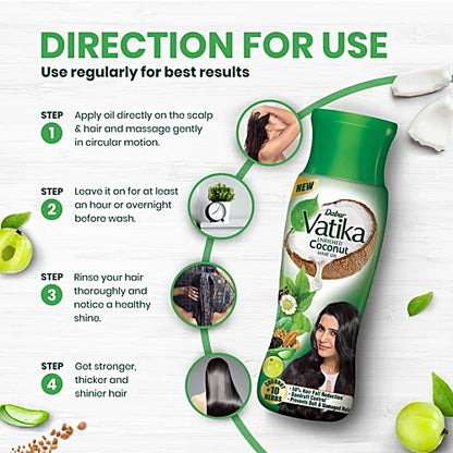 Dabur Vatika Enriched Coconut Hair Oil - With 10 Herbs, 300 ml