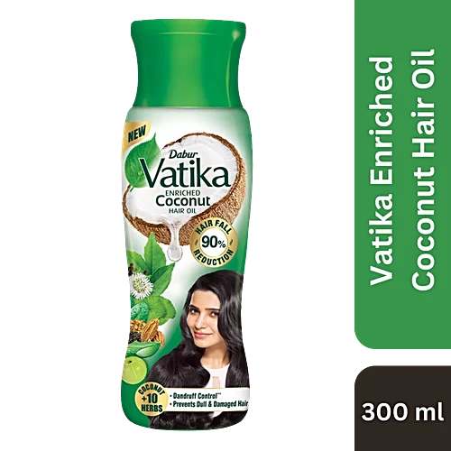 Dabur Vatika Enriched Coconut Hair Oil - With 10 Herbs, 300 ml