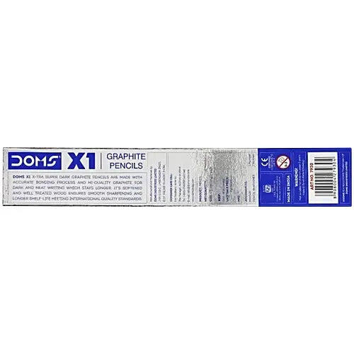 Doms X1 X-Tra Super Dark Pencils With Sharpener & Eraser, 10 pcs