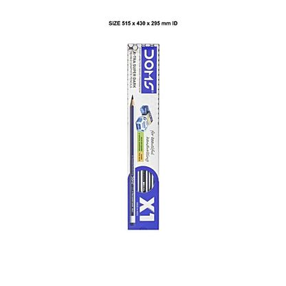 Doms X1 X-Tra Super Dark Pencils With Sharpener & Eraser, 10 pcs