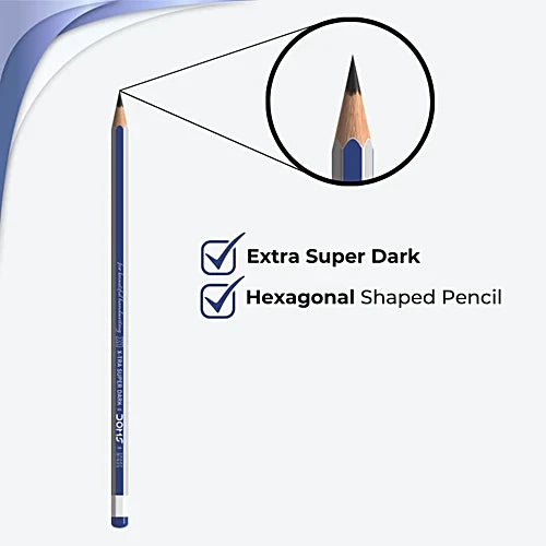 Doms X1 X-Tra Super Dark Pencils With Sharpener & Eraser, 10 pcs