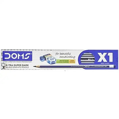 Doms X1 X-Tra Super Dark Pencils With Sharpener & Eraser, 10 pcs