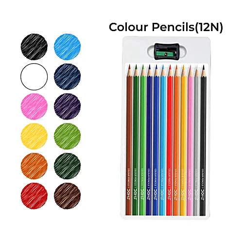Doms Colour Pencils With Sharpener, 12 pcs