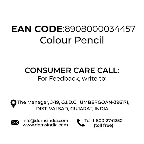 Doms Colour Pencils With Sharpener, 12 pcs