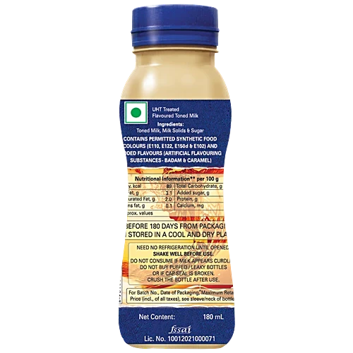 Amul Kool Classic Flavoured Badam Milk, 180 ml PET Bottle