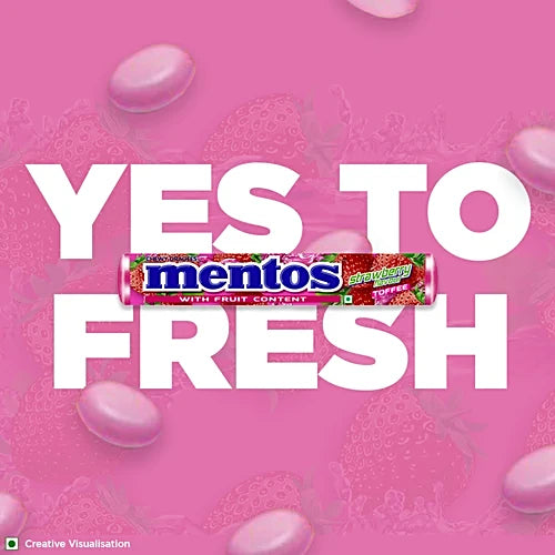 Mentos Strawberry Flavour Toffee, 28.6 g
