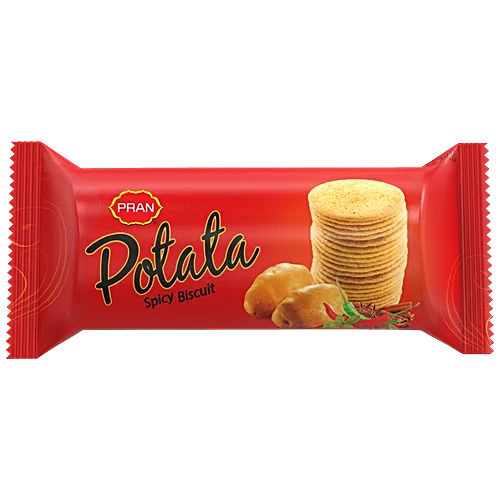 PRAN Potata Flavoured Biscuit - Spicy, Thins, For Teatime Snacking, 75 g