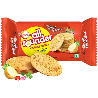 Sunfeast All Rounder, Thin, Light & Crunchy Potato Biscuit With Chatpata Masala Flavour, 75 g Pouch