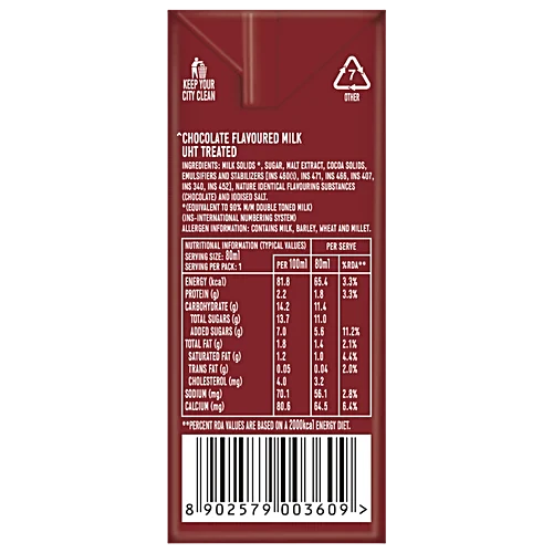 Smoodh Chocolate Flavoured Milk, 80 ml Tetra Pak