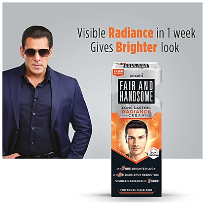 Fair And Handsome Long Lasting Radiance Cream, 2X Spot Reduction, 7 Hrs Brighter Look, Pro-Peptide Face Cream For Men, 30 g