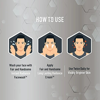 Fair And Handsome Long Lasting Radiance Cream, 2X Spot Reduction, 7 Hrs Brighter Look, Pro-Peptide Face Cream For Men, 15 g