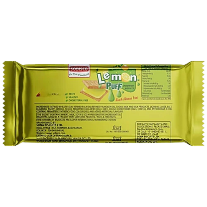 Sobisco Lemon Puff Sandwich Cream Biscuits - Cholesterol Free, 125 g