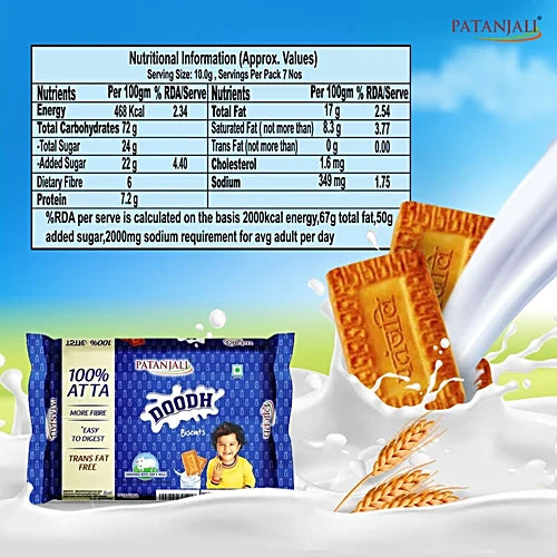 Patanjali Doodh Atta Biscuits, 255 g Pouch