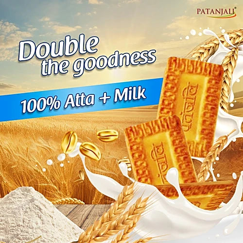Patanjali Doodh Atta Biscuits, 255 g Pouch