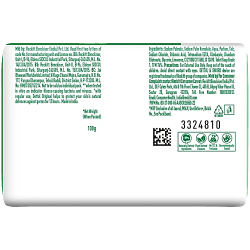 Dettol Original Bathing Soap Bar With 12 HR protective shield, 100 g (Pack of 5)