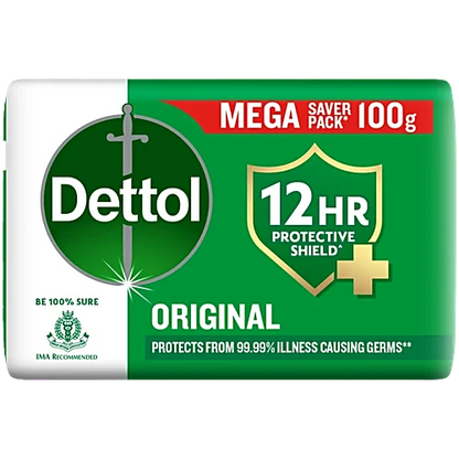 Dettol Original Bathing Soap Bar With 12 HR protective shield, 100 g (Pack of 5)