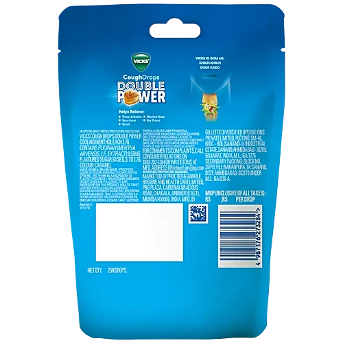 Vicks Cough Drops Double Power - Cooling Menthol, 25 pcs