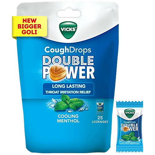 Vicks Cough Drops Double Power - Cooling Menthol, 25 pcs