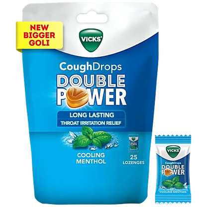 Vicks Cough Drops Double Power - Cooling Menthol, 25 pcs