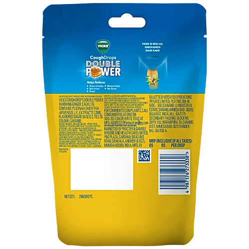 Vicks Cough Drops Double Power - Warming Ginger, 25 pcs