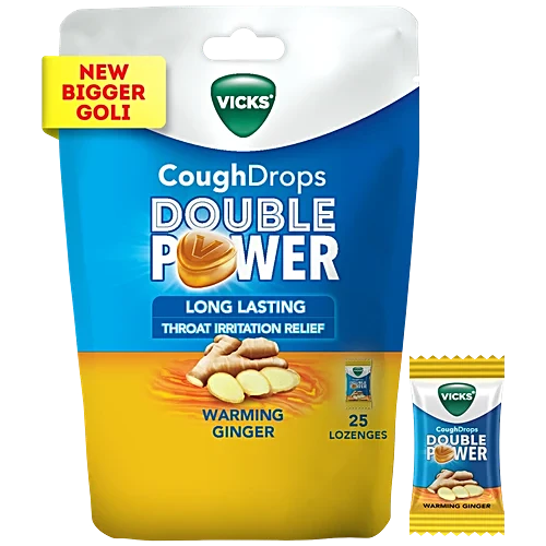 Vicks Cough Drops Double Power - Warming Ginger, 25 pcs