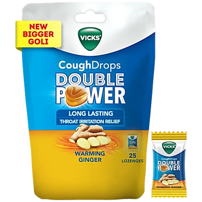 Vicks Cough Drops Double Power - Warming Ginger, 25 pcs