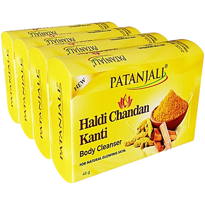 Patanjali Haldi Chandan Kanti Body Cleanser Turmeric Sandalwood Soap Pack, 180 g (Pack of 4)